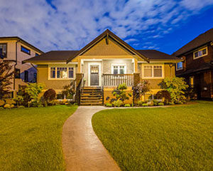 lighted house exterior