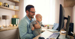 Man using home office