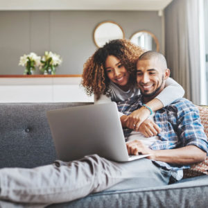 couple using viasat internet