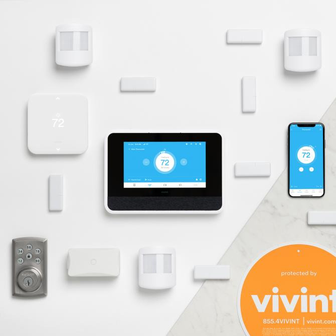 Vivint Smart Home equipment arranged in a group