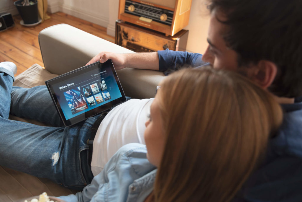 Couple streaming TV