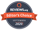 A badge depicting this brand as the Reviews.org Editor's Choice for September 2020