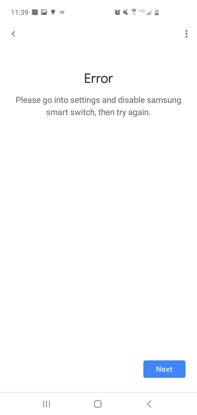 A screenshot of a confusing error in the Google Home app