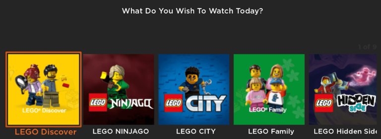 LEGO TV categories