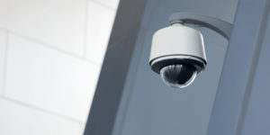 A dome camera that is installed.