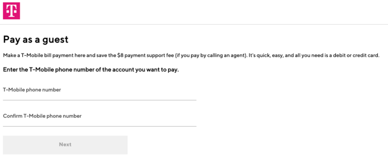 T-Mobile guest pay page