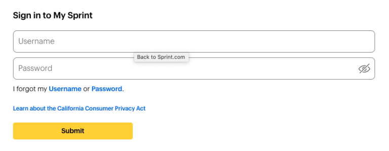 Sprint's bill pay website