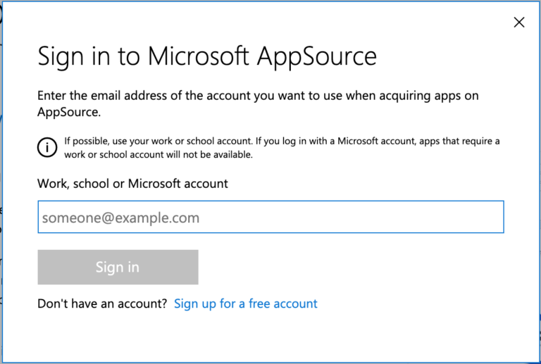 Sign In to Microsoft AppSource