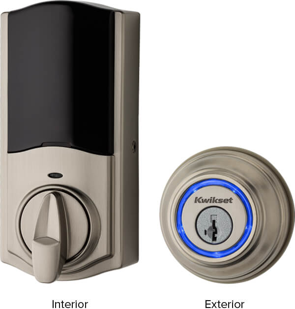 Front and back views of Kevo smart lock
