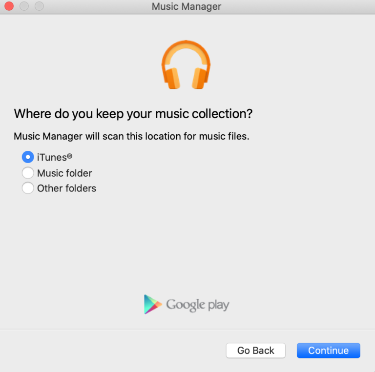 Screenshot of music manager app