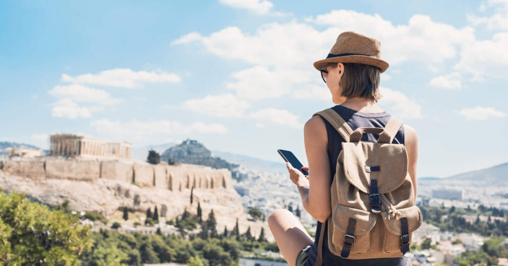 woman travelling in Greece