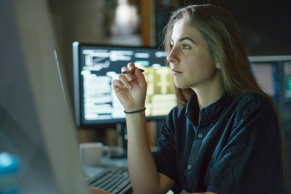 Young woman deleting her cached data