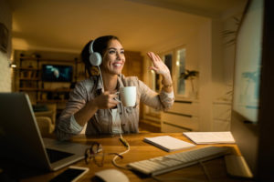 Woman using Zoom