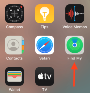 Find My App icon on home screen