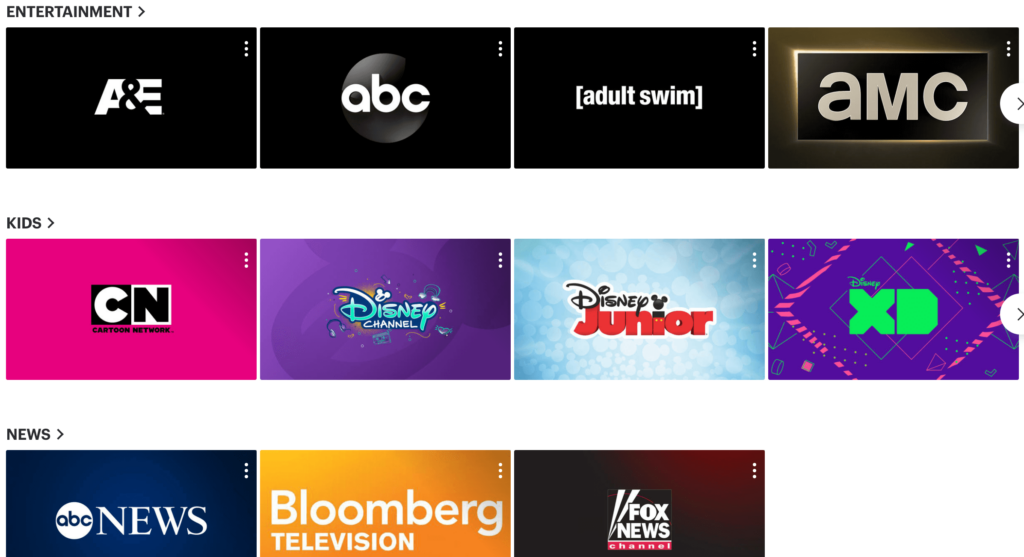 Hulu Hubs選項卡