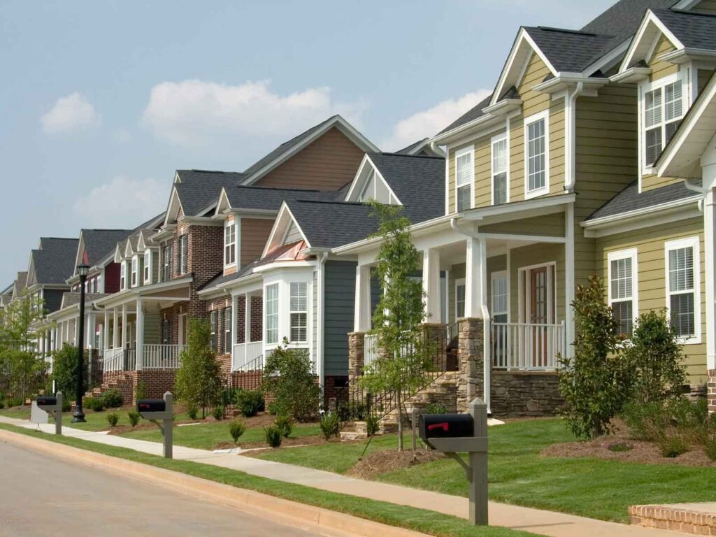 Row of houses on a sunny day