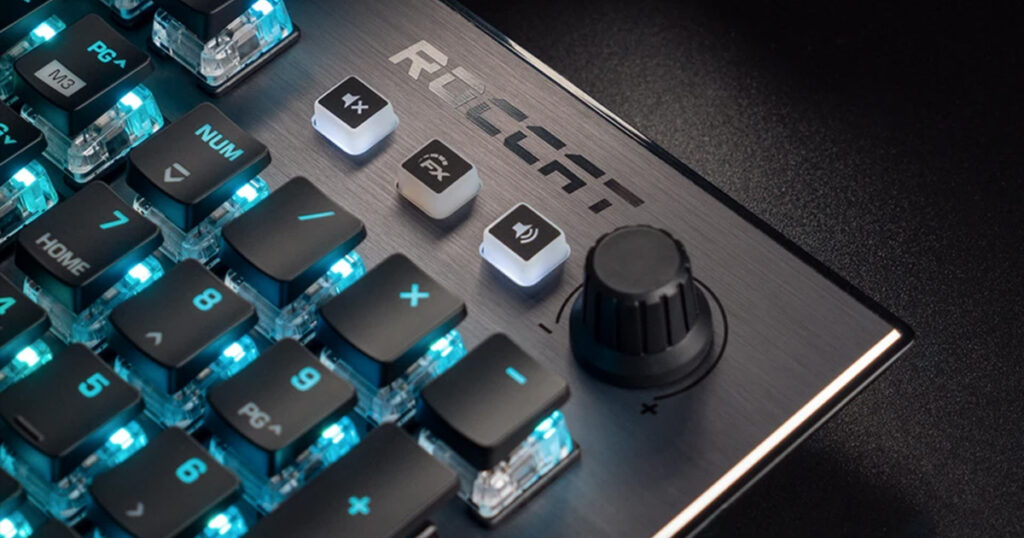 Close-up photo of the Roccat Vulcan AIMO 120 gaming keyboard
