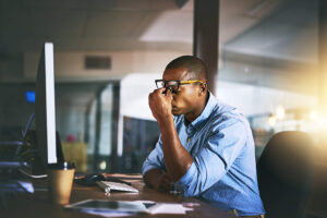 Man frustrated with computer