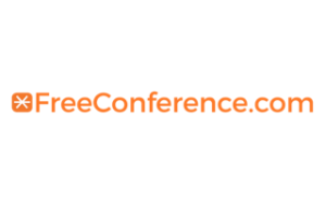 An orange asterisk and the words Free Conference.com in orange