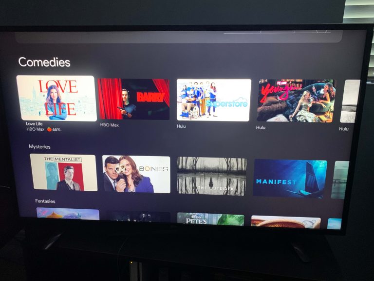 Google TV home page categories