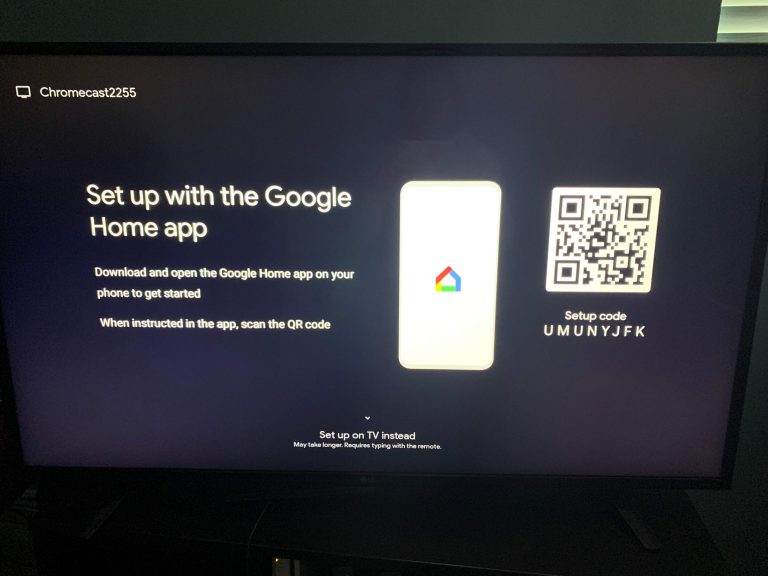 Google TV setup screen