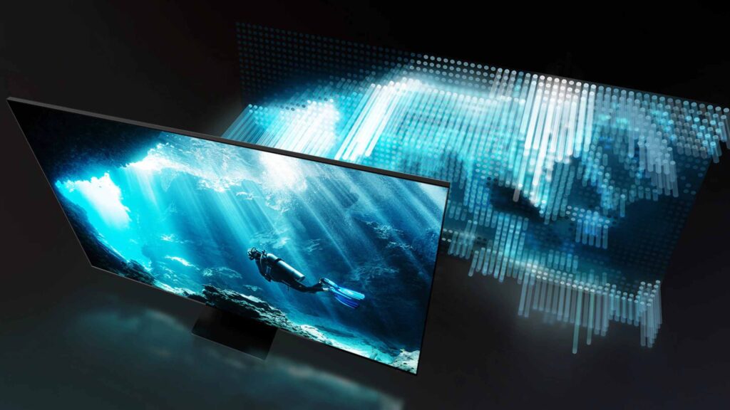 Diver swimming on a Samsung TV