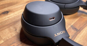 Close-up photograph of the Sony WH-1000XM4 wireless headphones