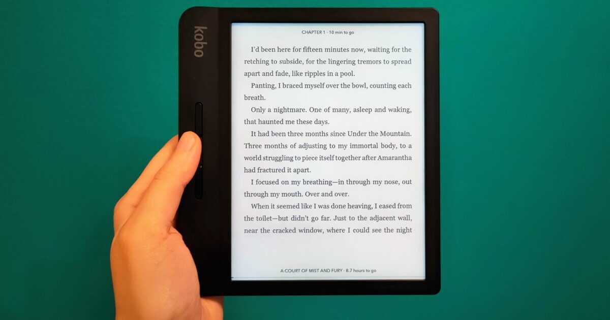 Kobo Libra 2 waterproof eReader features page-turn buttons for