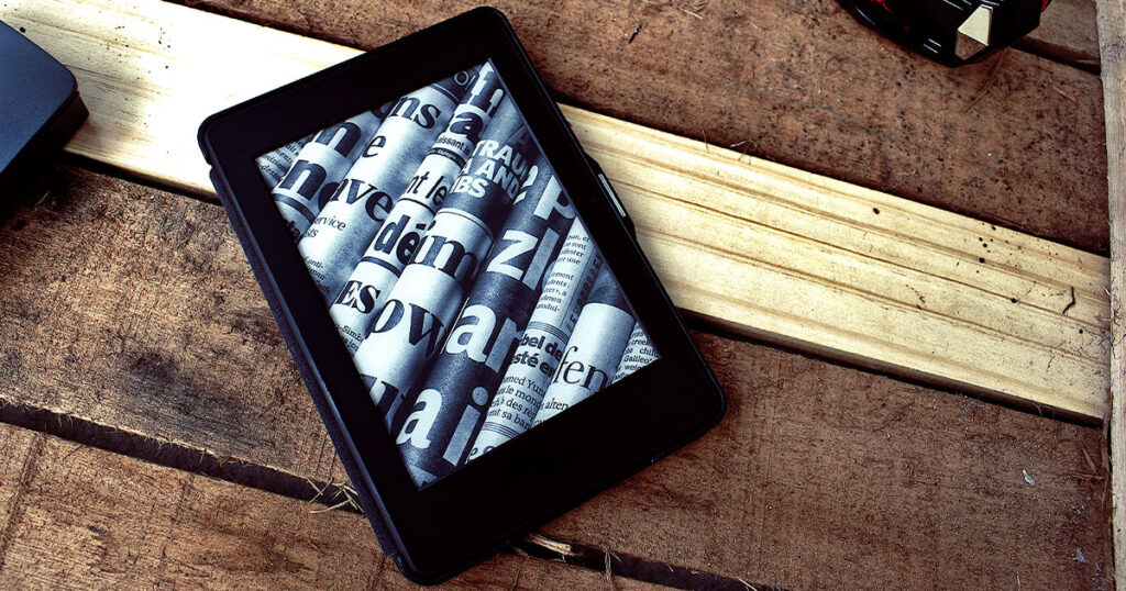 Photograph of an Amazon Kindle device using Kindle Unlimited