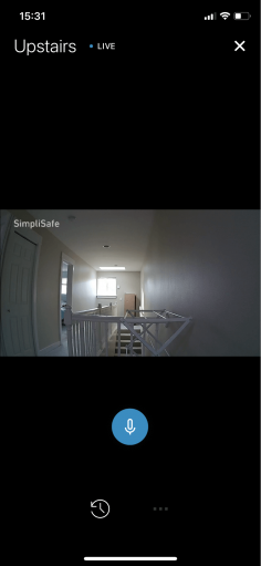 Screenshot of live view from the SimpliCam indoor camera