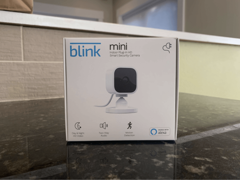 Blink Mini box on a countertop