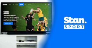 Graphic for Stan Sport playing Rugby on a smart TV