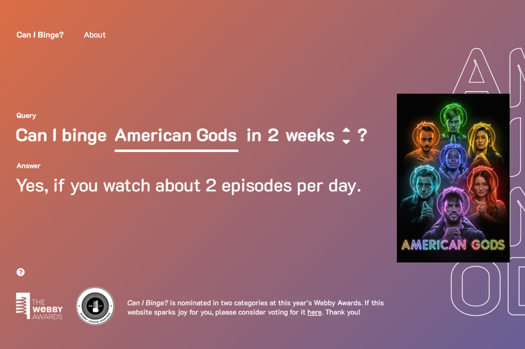 Can I Binge website screenshot