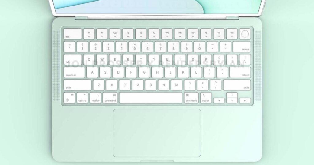 Mint green MacBook Air design render