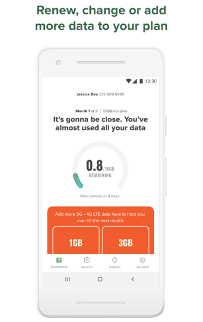 Screenshot of the Mint Mobile smartphone app