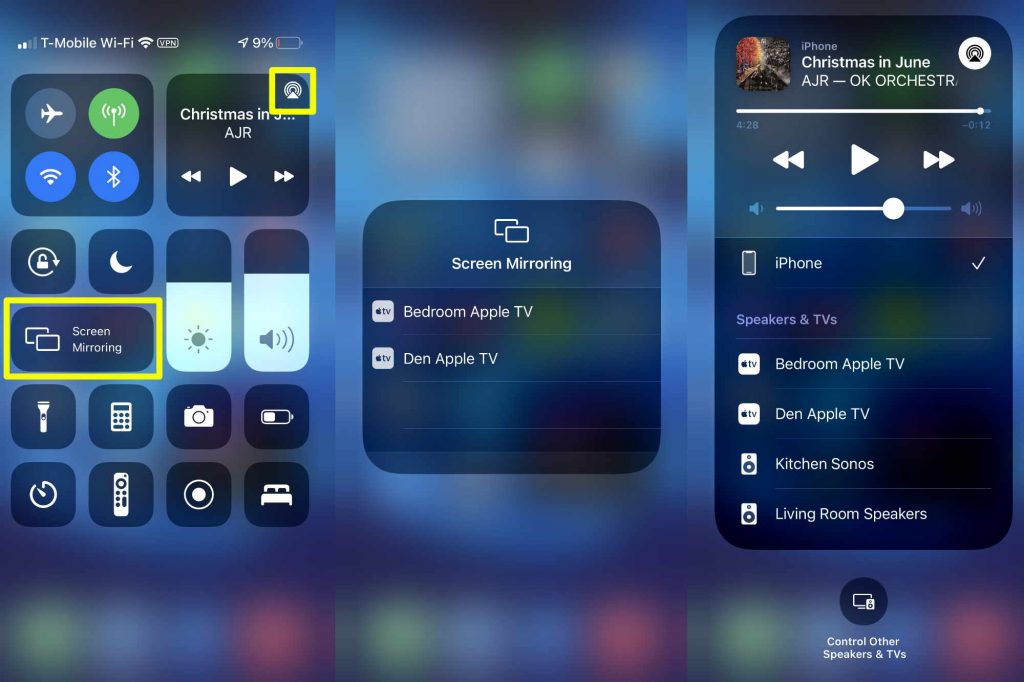 How do I AirPlay to Apple TV?