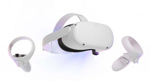 The Oculus Quest 2 headset and two controllers
