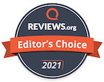 An awards badge for the Reviews.org Editor's Choice award 2021