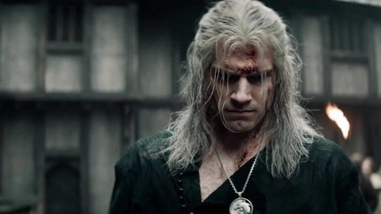 A screenshot of Geralt of Rivia from The Witcher TV show