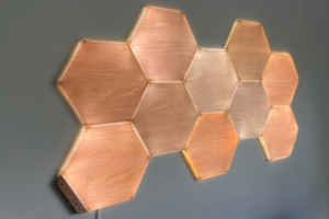 Nanoleaf Elements Wood Look panels turned on