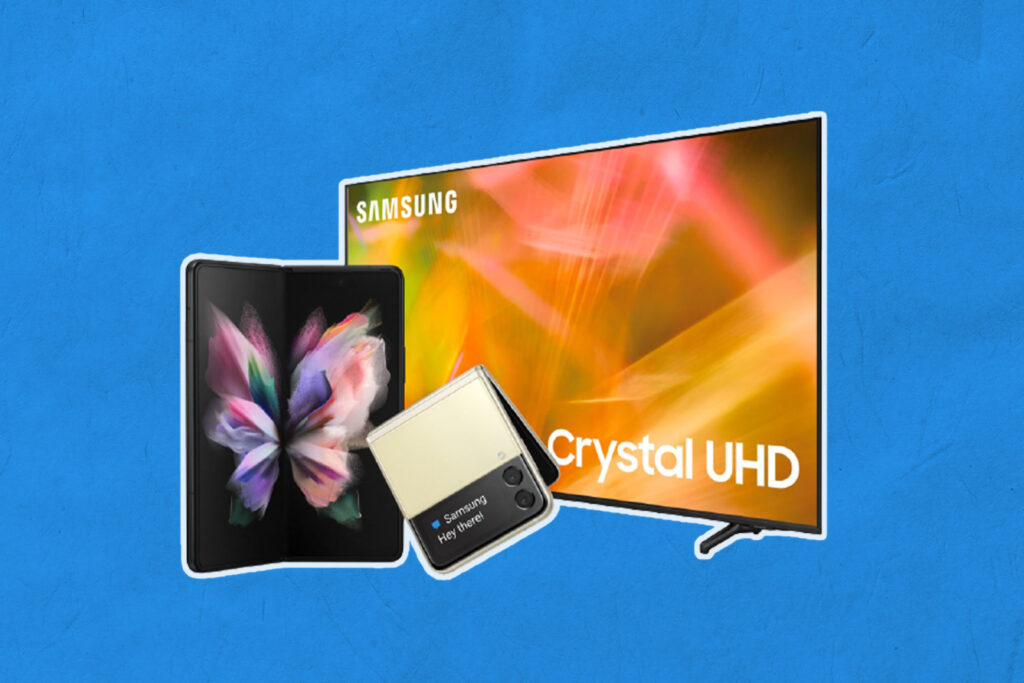Samsung Smart TV and Galaxy Z Fold3 and Flip3