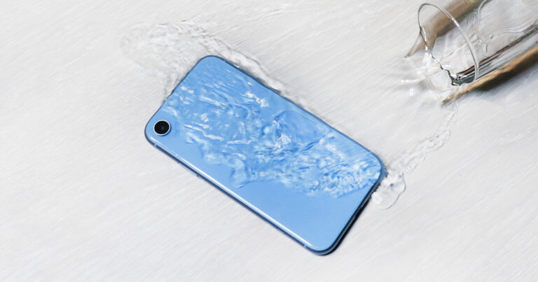 Photograph of an iPhone submerged in water