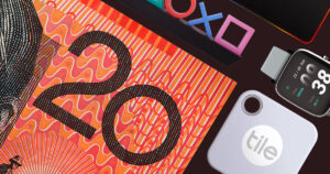 Graphic of Australian $20 note and various tech gifts below $20