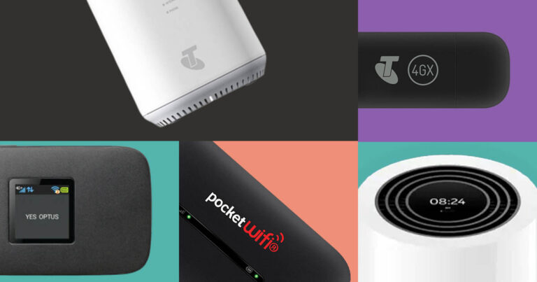 Graphic featuring the best pocket wifi dongles available in Australia