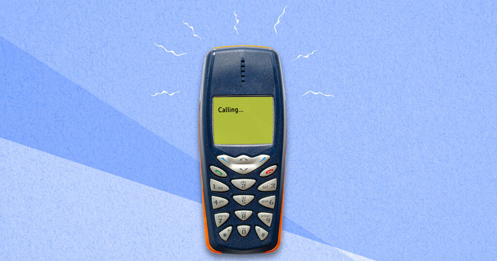 Stock image of a classic Nokia mobile phone