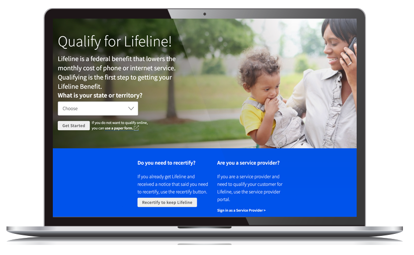 screenshot of lifeline assistant website: how to qualify for free phone with lifeline