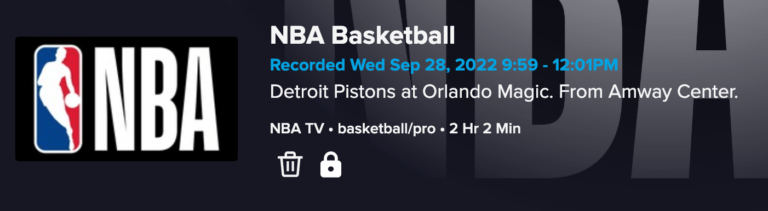 Sling TV's lock a recording feature