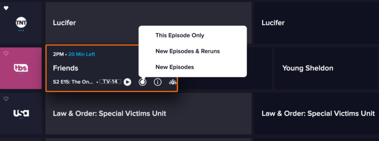 Sling TV's record button