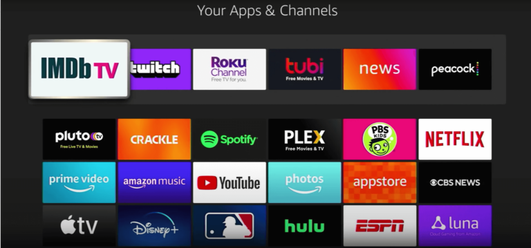 Screenshot of Amazon Fire's home page
