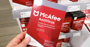 Photograph of McAfee Antivirus in store